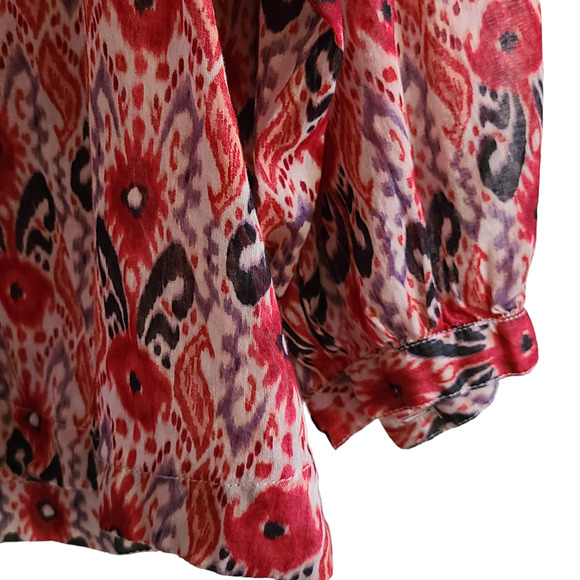 BEACHLUNCHLOUNGE Printed Peasant Top with Embroidered‎ Yoke Women's XL - Picture 8 of 13